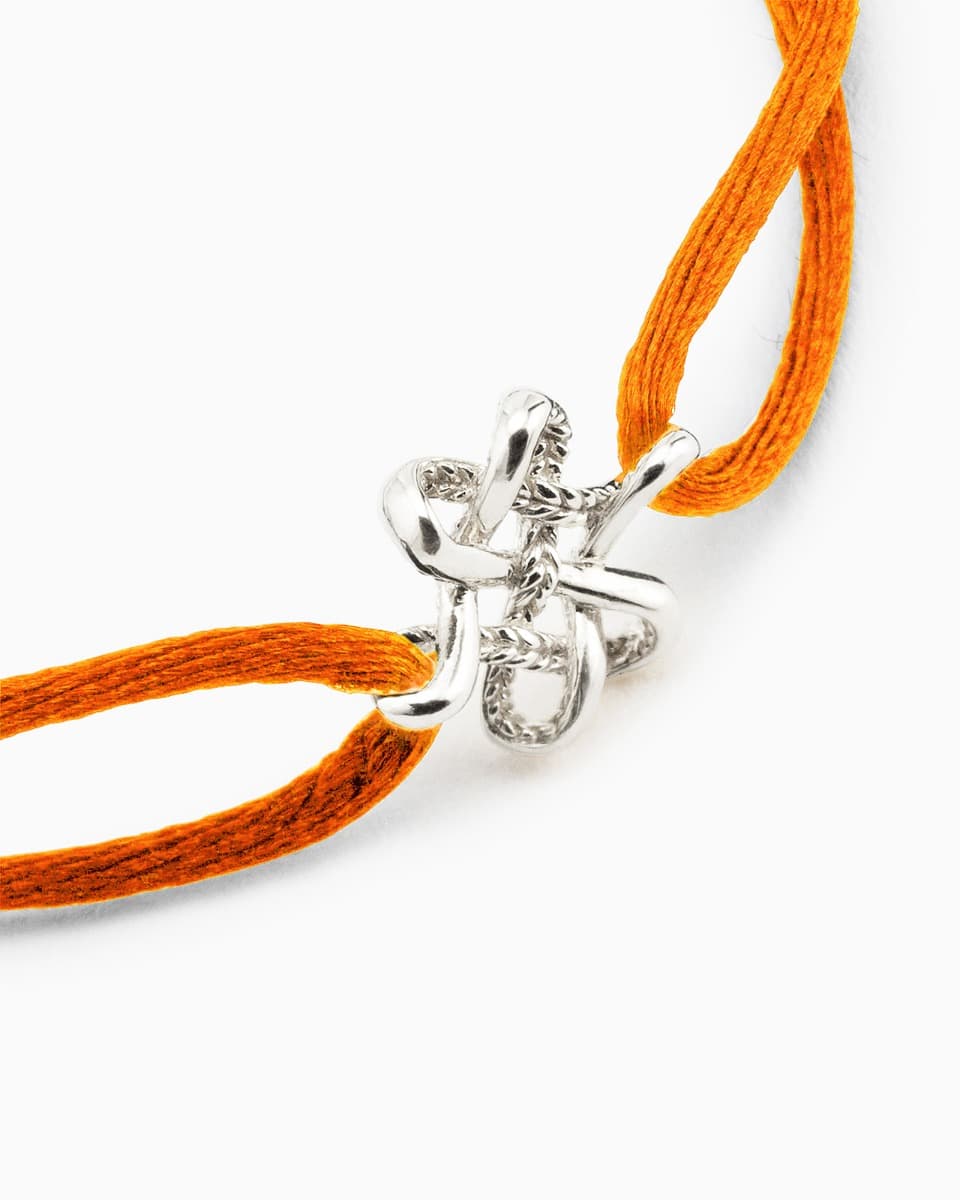 Koord Armband Endless Knot Zilver Oranje thumbnail 2