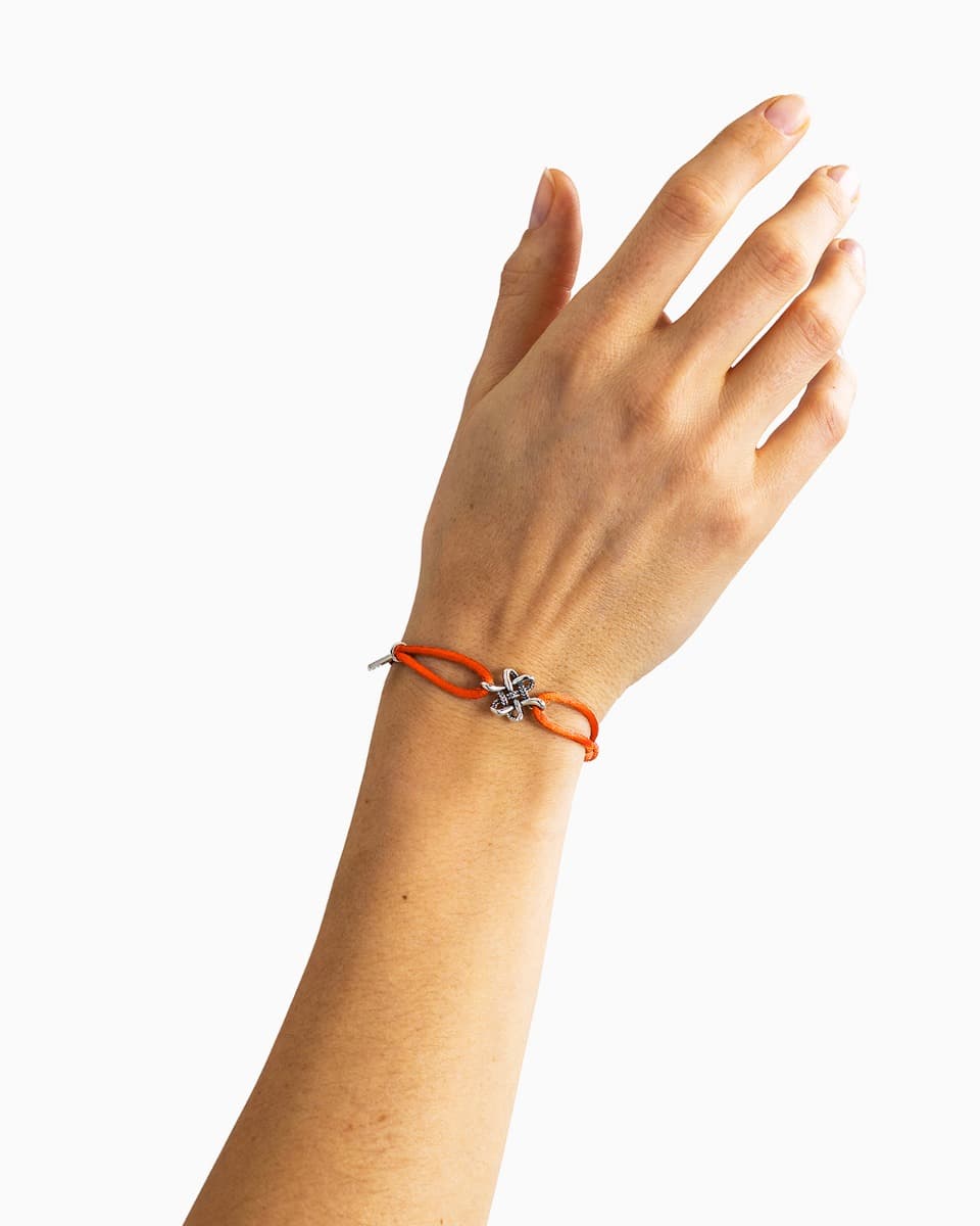 Koord Armband Endless Knot Zilver Oranje thumbnail 3