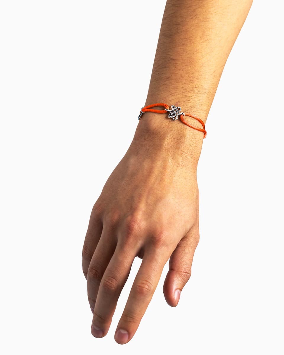 Koord Armband Endless Knot Zilver Oranje thumbnail 4