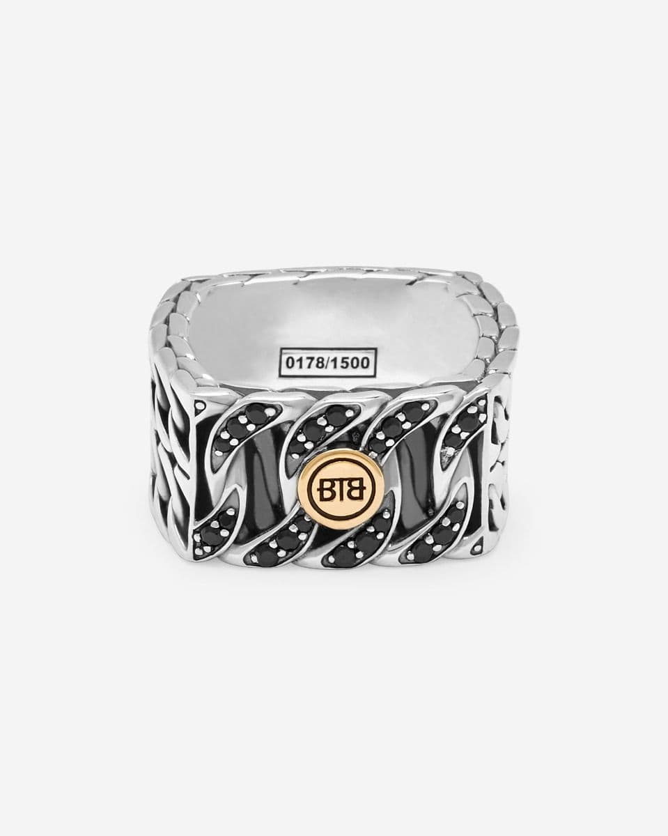 Ring Esther Dubbel Limited Zwart Spinel Zilver Goud 14kt - View 1