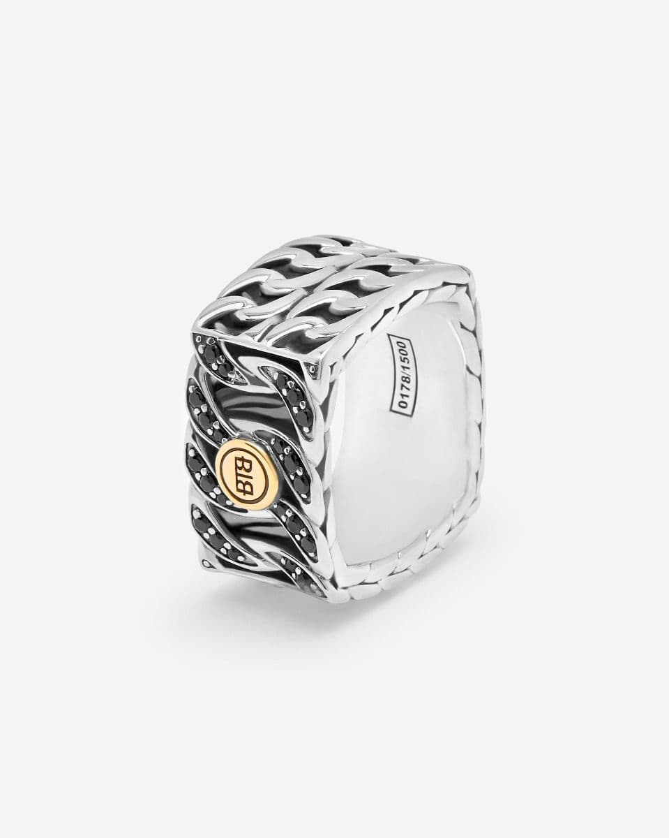 Ring Esther Dubbel Limited Zwart Spinel Zilver Goud 14kt thumbnail 2