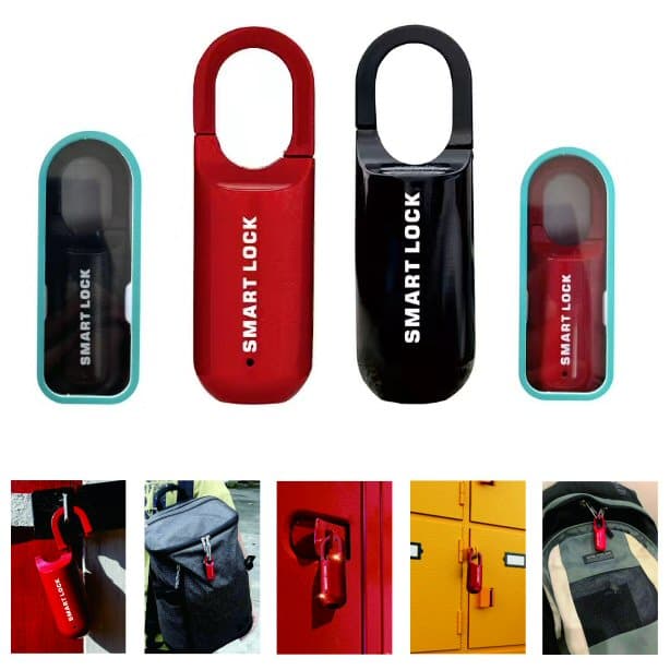 Smart Fingerprint Padlock Biometric Red for Luggage Suitcase Locker Waterproof Portable thumbnail 2