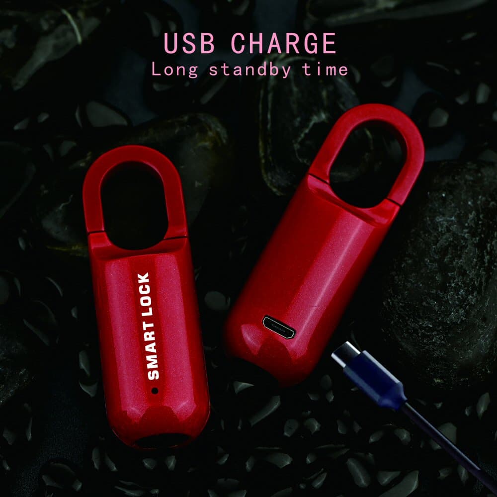 Smart Fingerprint Padlock Biometric Red for Luggage Suitcase Locker Waterproof Portable thumbnail 3