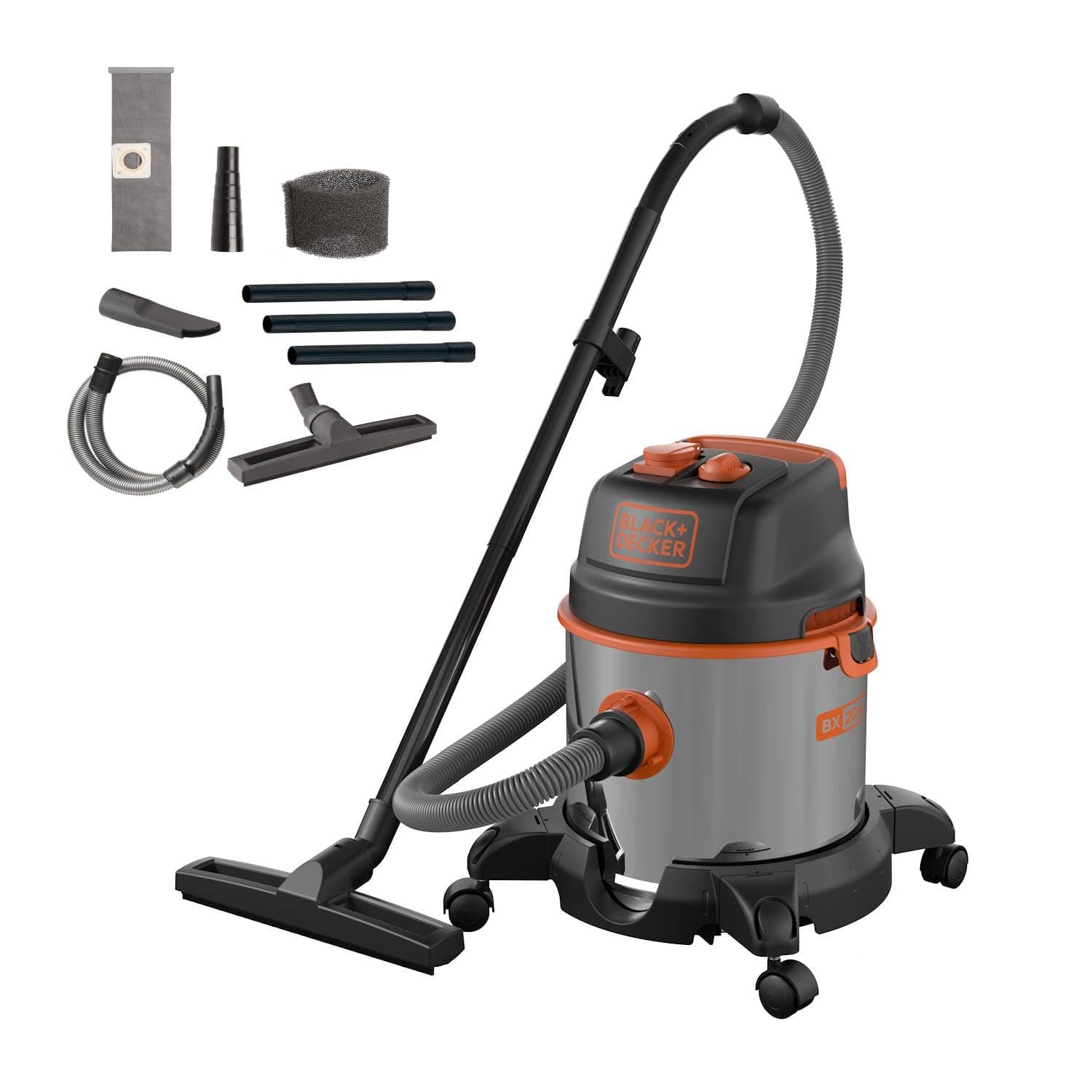 Black+Decker BXVC20XTE Multifunctionele stofzuiger 1400W 20L roestvrij staal - View 1