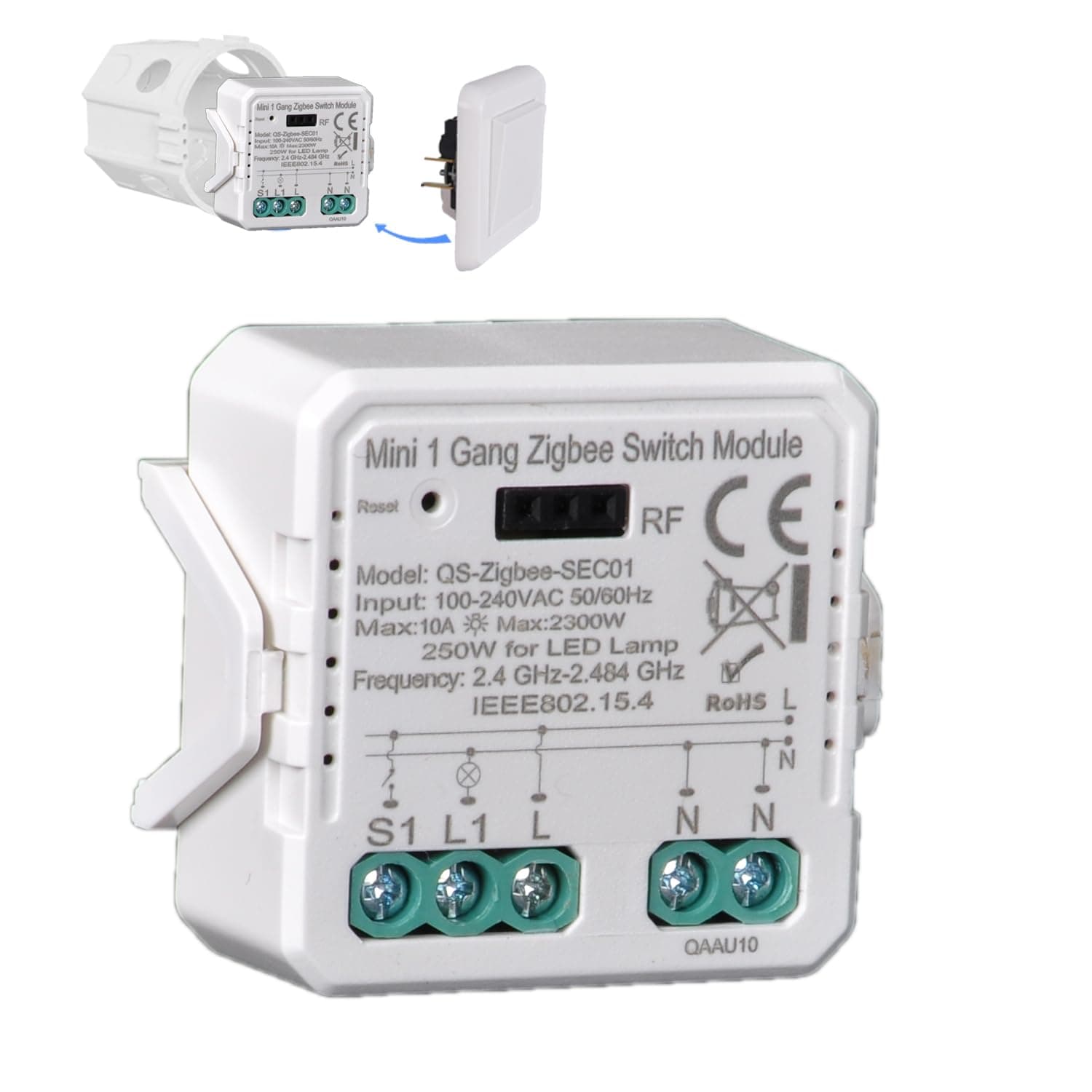Cloud Even ZigBee Mini Slimme Schakelaar CL-ZBSEC01 Compatibel met Alexa en Google Home - View 1