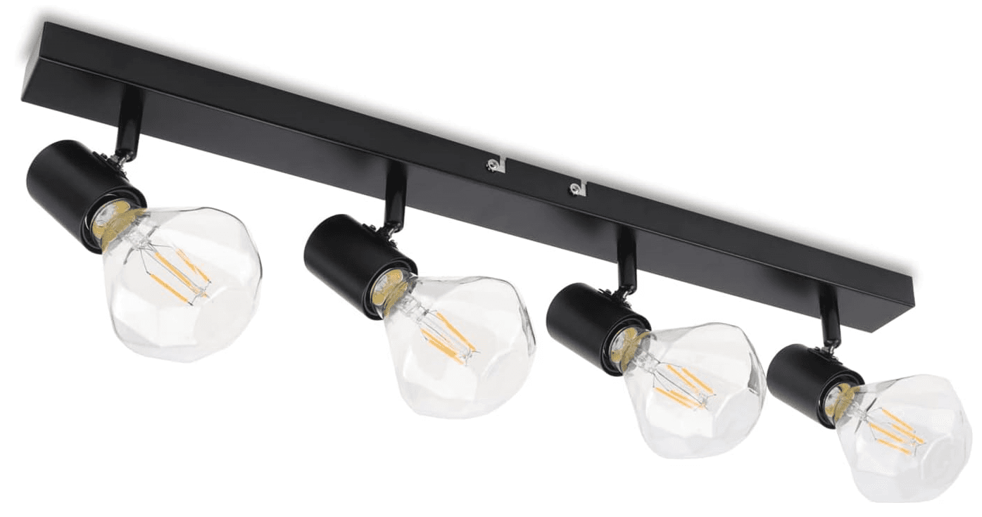Da light plafondlamp 4 verstelbare spots E27 zwart 230V - View 1