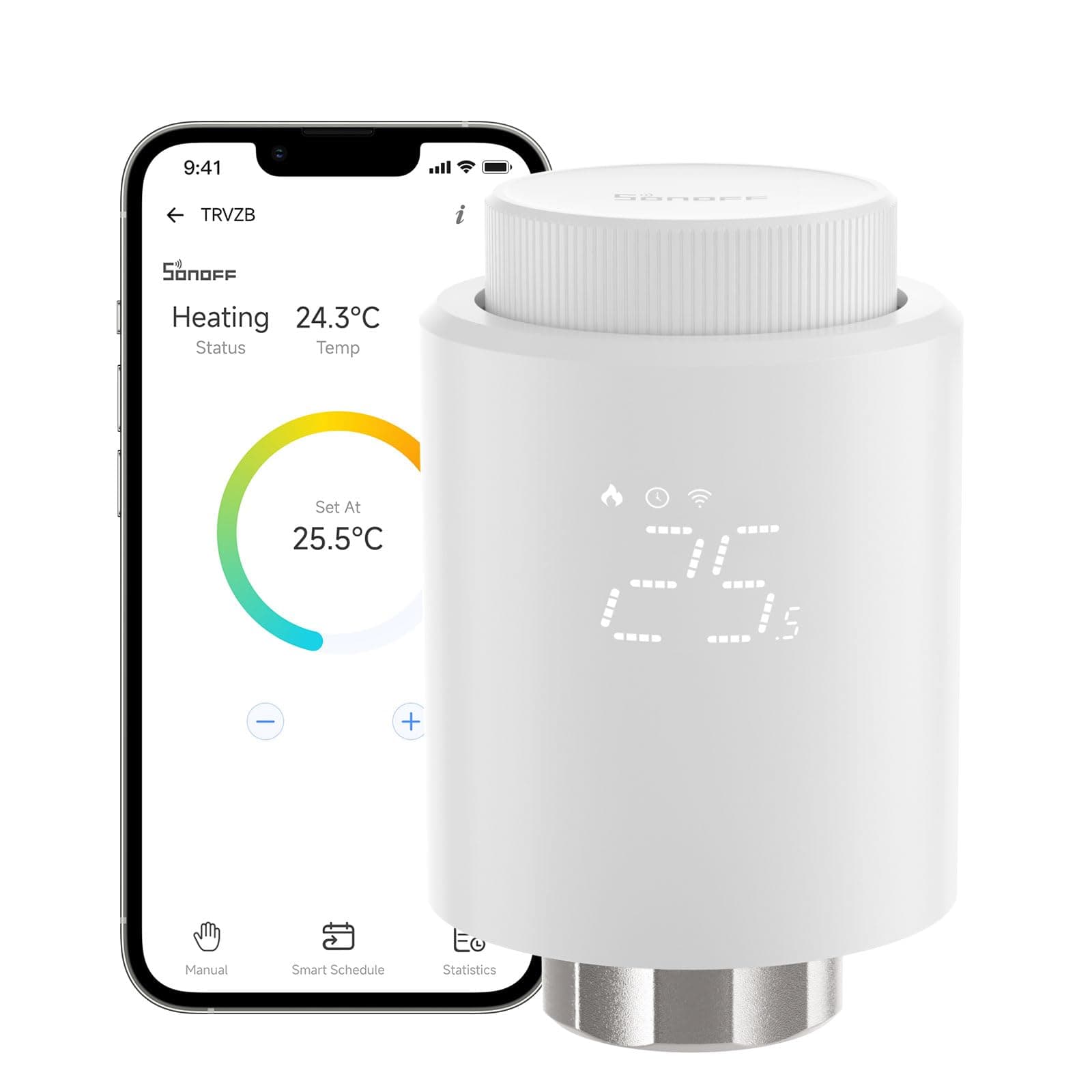 SONOFF TRVZB Slimme Radiatorthermostaat Zigbee, App-bediening, Wit, Compatibel met Alexa - View 1