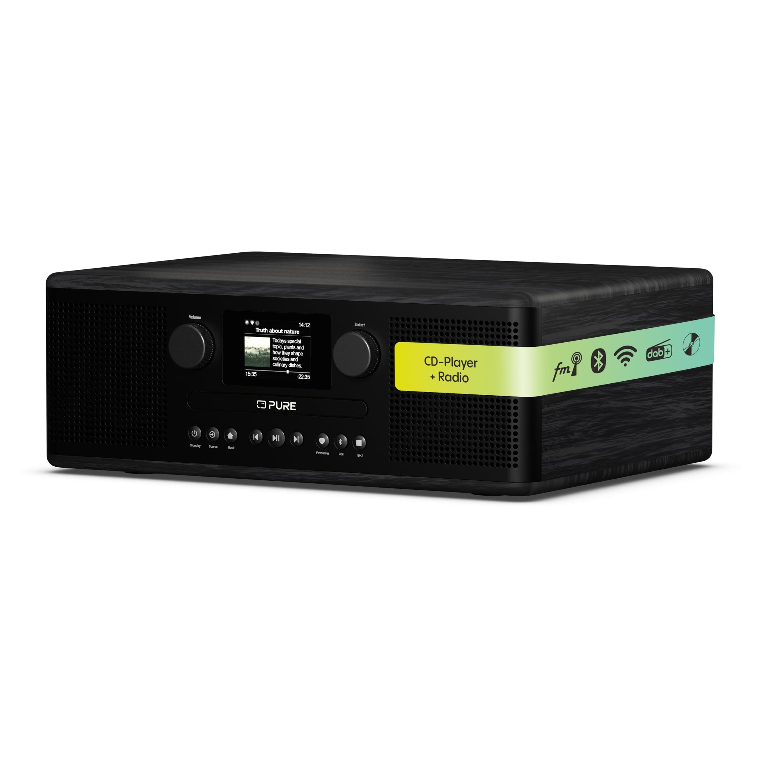 Pure Classic C-D6i Internetradio met CD, Bluetooth 5.3, WiFi, DAB+, Spotify Connect, 30W Zwart - View 1