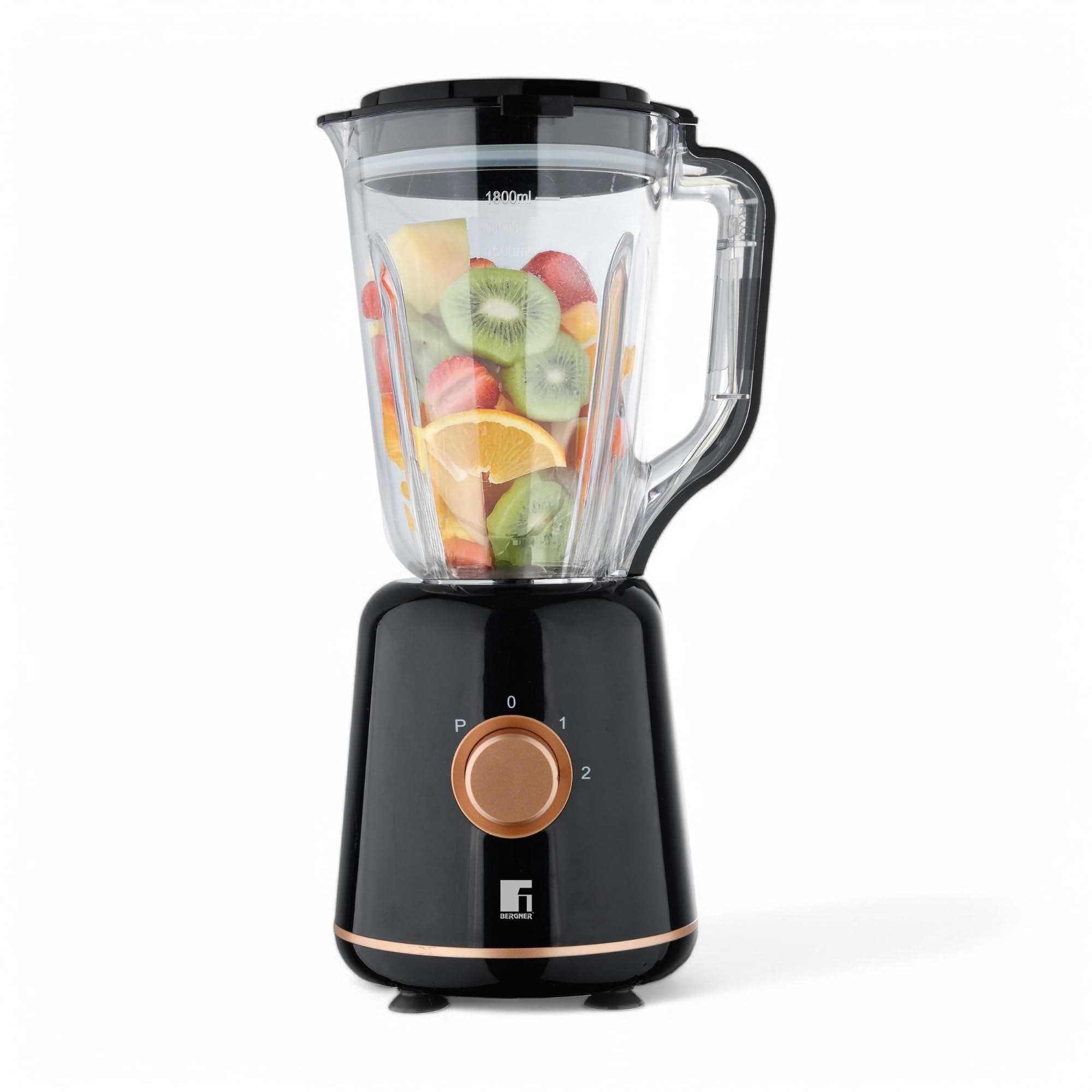 Bergner BG-50053-CP Blender met kunststof beker 1,8L 800W 2 snelheden roestvrij staal - View 1