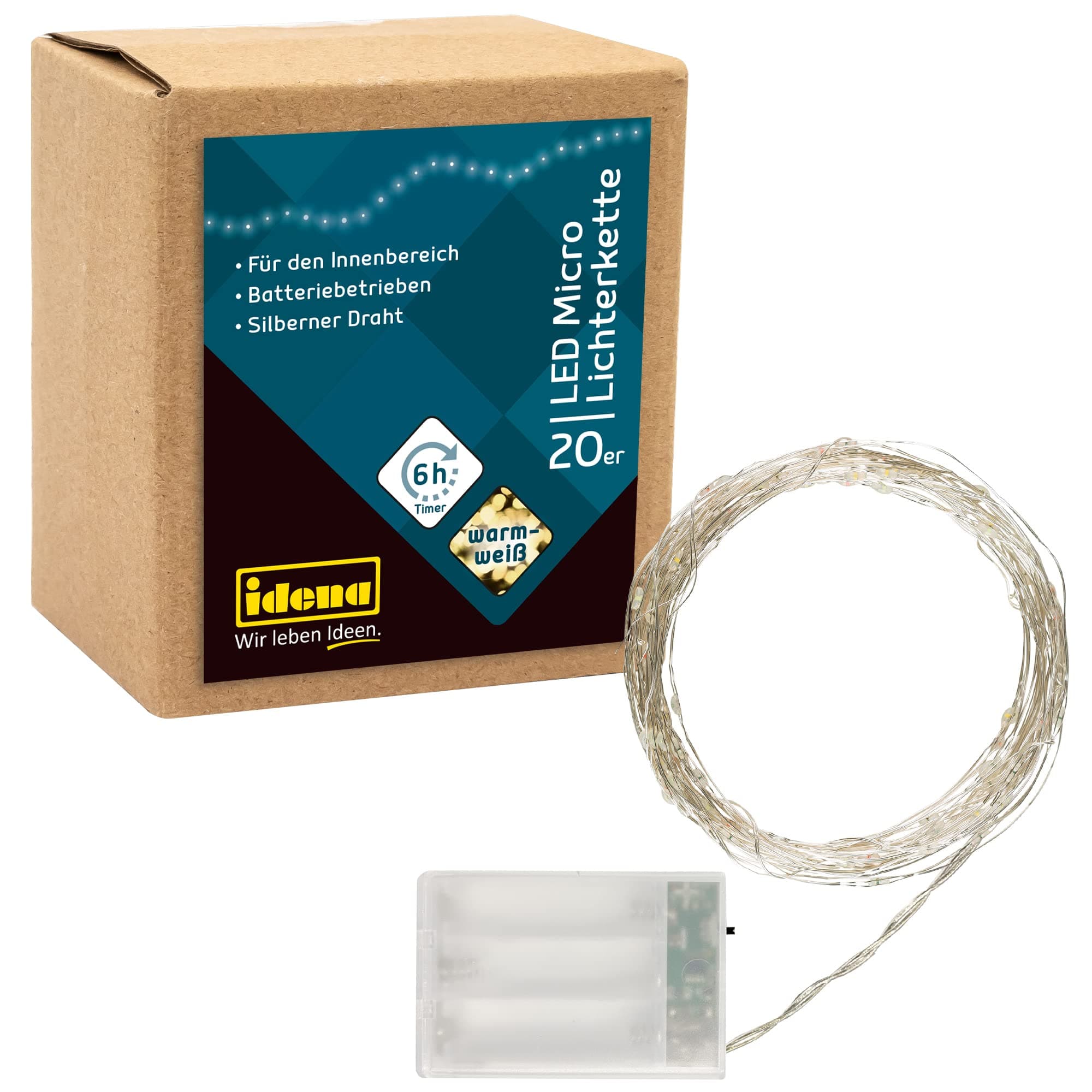 Idena 31118 - LED-lichtslinger met 20 warmwitte LED's en timerfunctie - View 1