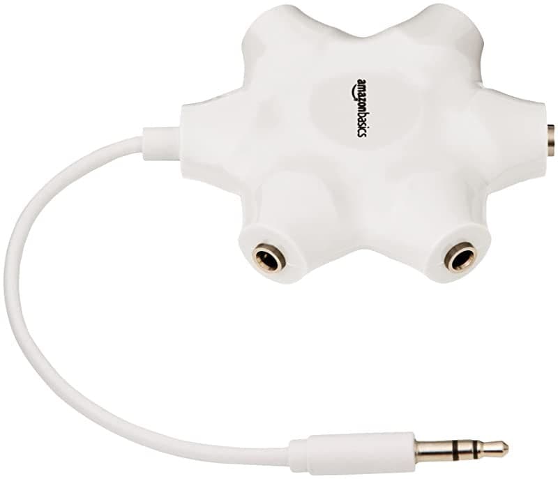Amazon Basics - 5-weg splitter voor meerdere hoofdtelefoons, Wit - View 1