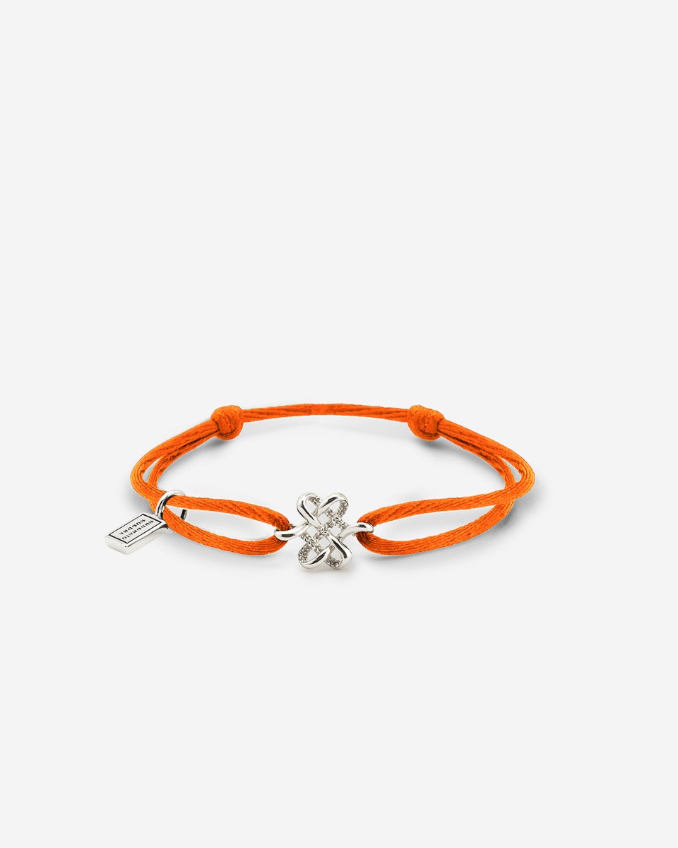 Koord Armband Endless Knot Zilver Oranje