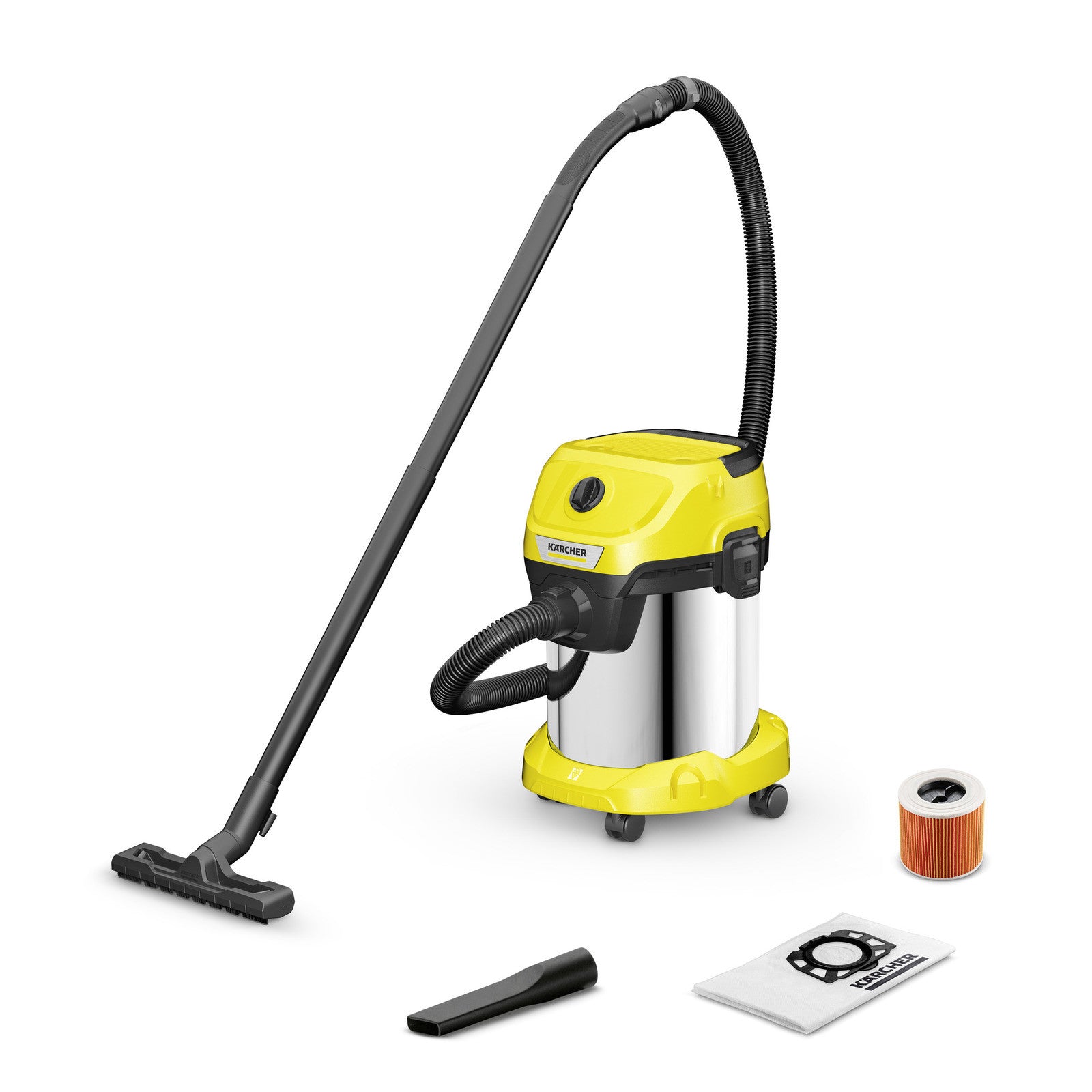 Kärcher WD 3 S V-17/4/20 Nat- en droogzuiger 1000W 17L patroonfilter staal