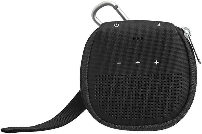 Amazon Basics - Hoes met houder voor Bluetooth-luidspreker Bose SoundLink Micro, zwart