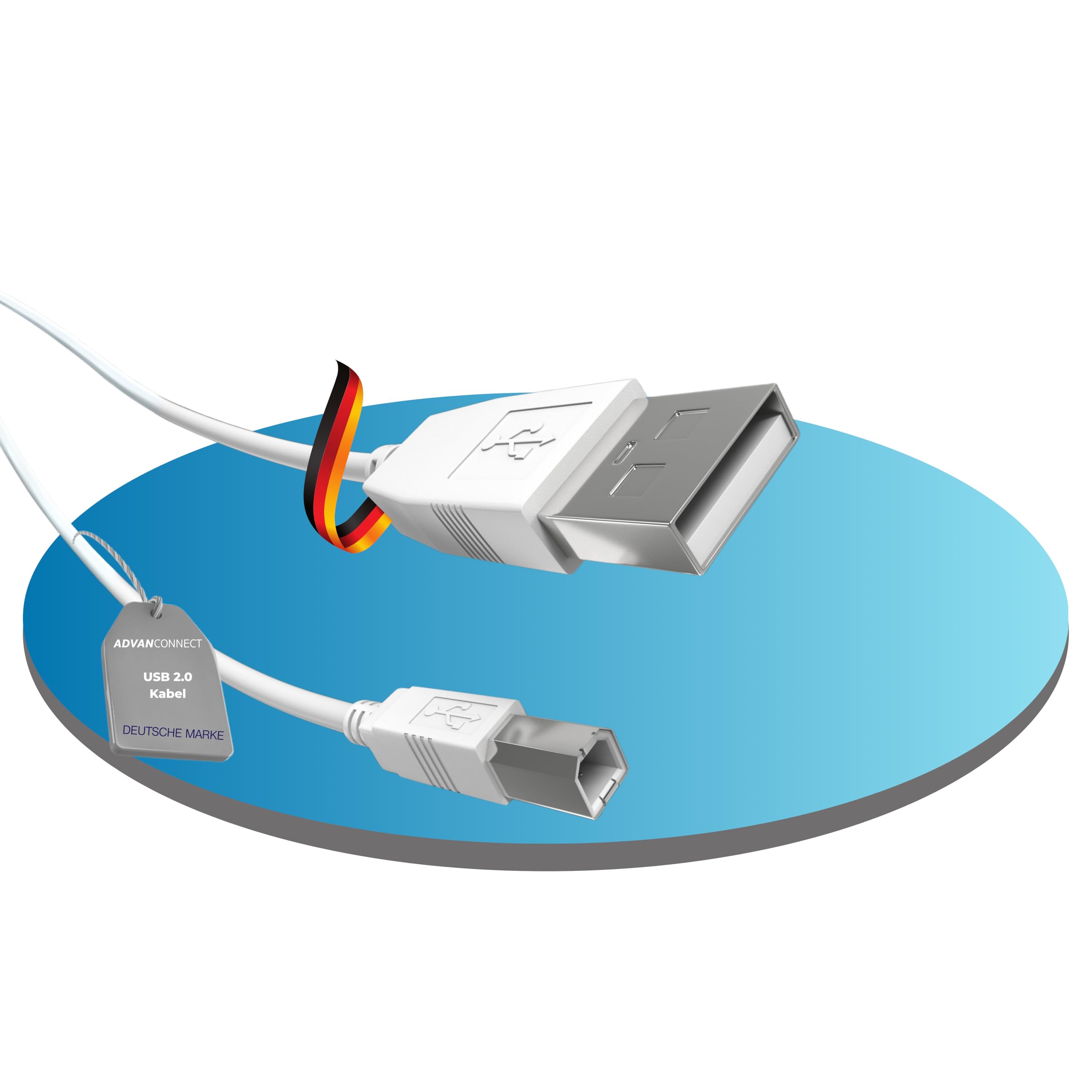ADVANconnect ADVC-088-0446 USB 2.0 A naar B printerkabel 2m wit hoge snelheid
