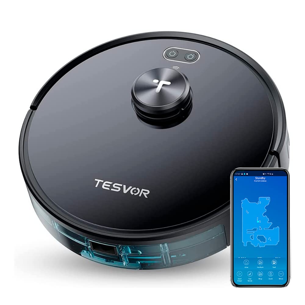 Tesvor S4 Robotstofzuiger laser LiDAR, 2200 Pa, virtuele kaarten, 120 min, ruimtegrijs