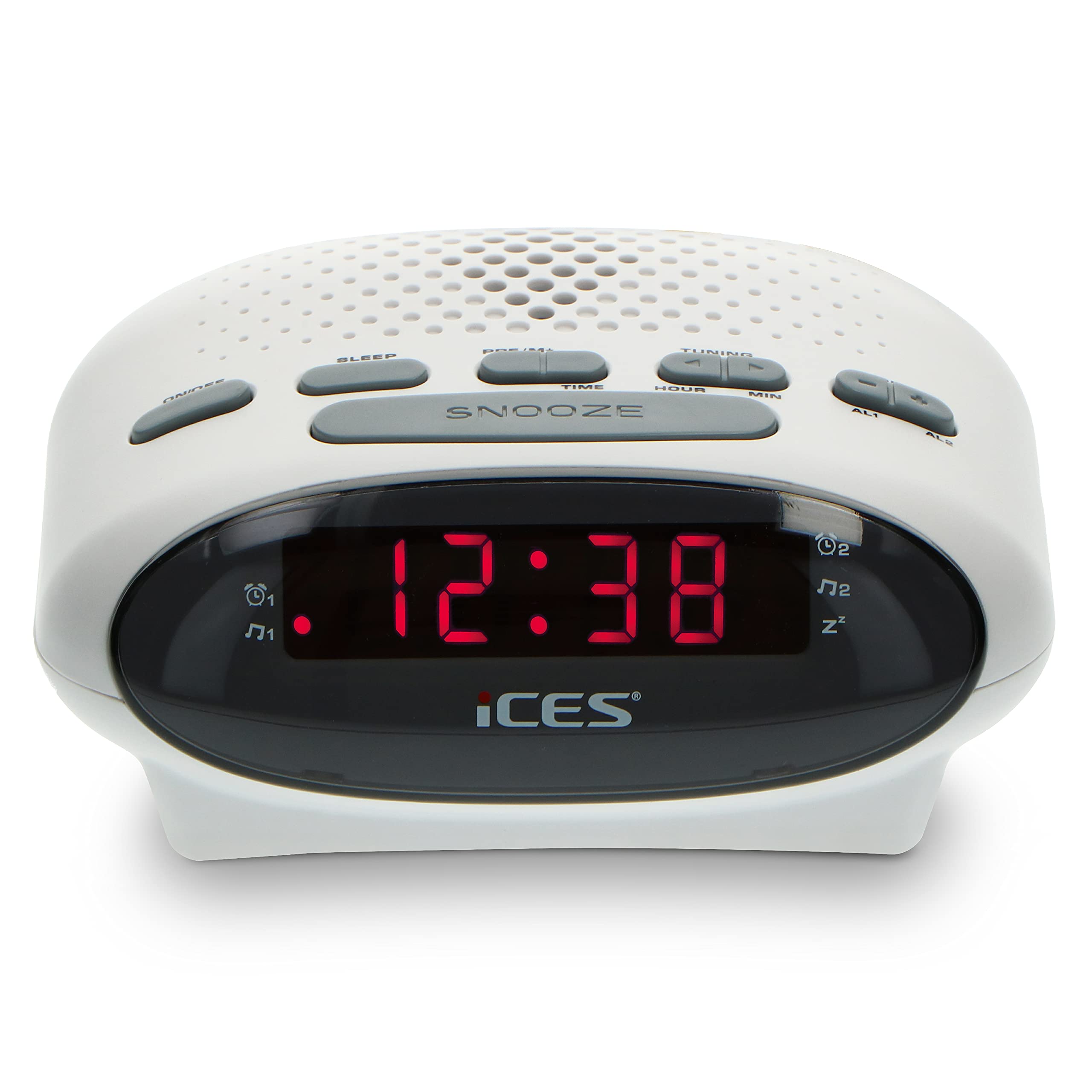 Ices ICR-210 Wekkerradio PLL FM met LED-scherm en dubbel alarm wit