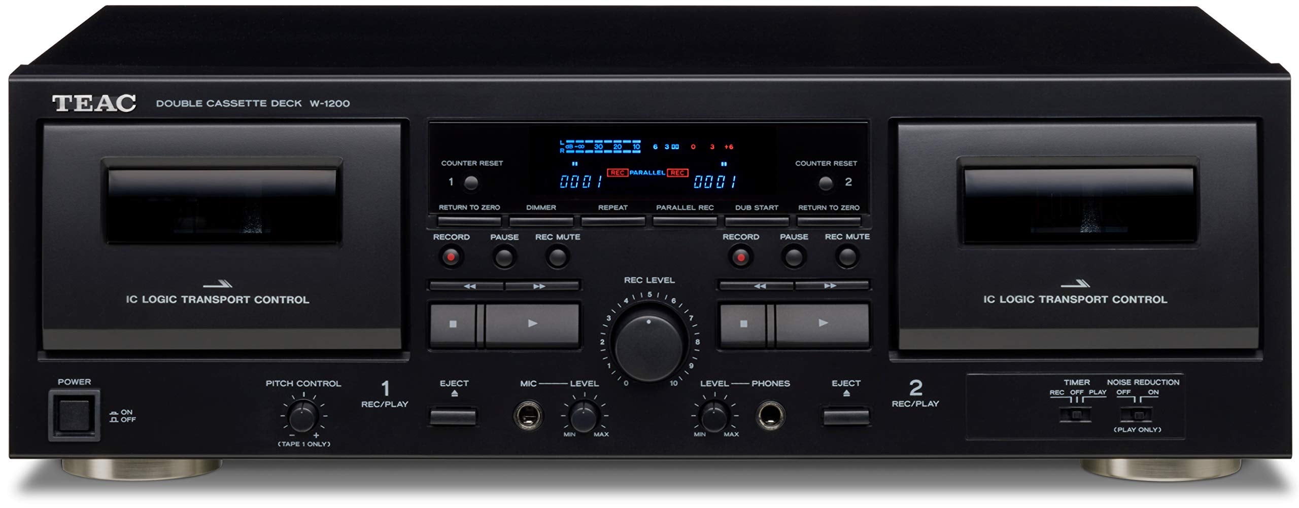 TEAC W-1200 Dubbel cassettedeck met USB-uitgang en microfooningang zwart