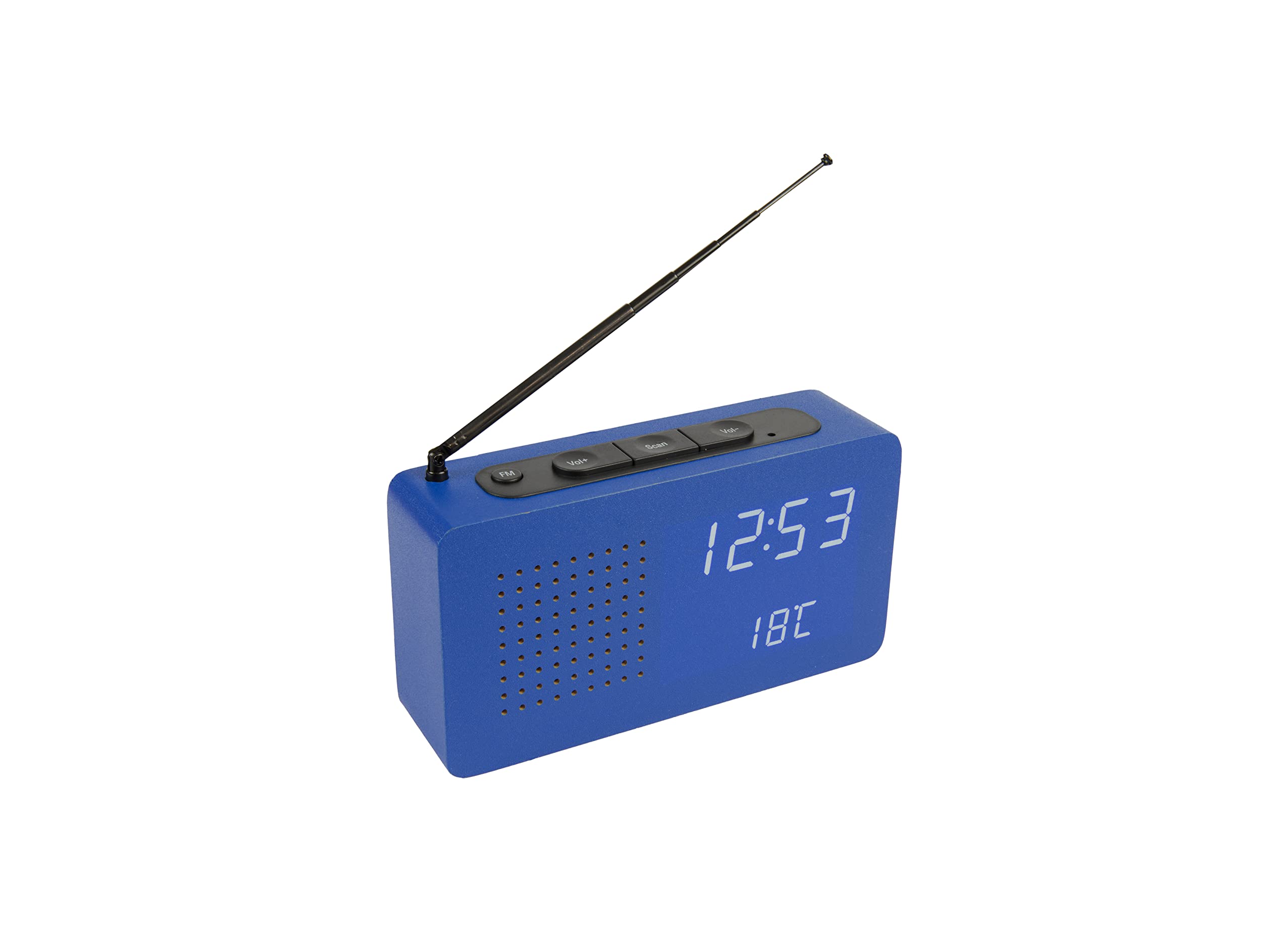 FISURA CL1737 Digitale wekkerradio van hout met temperatuur blauw