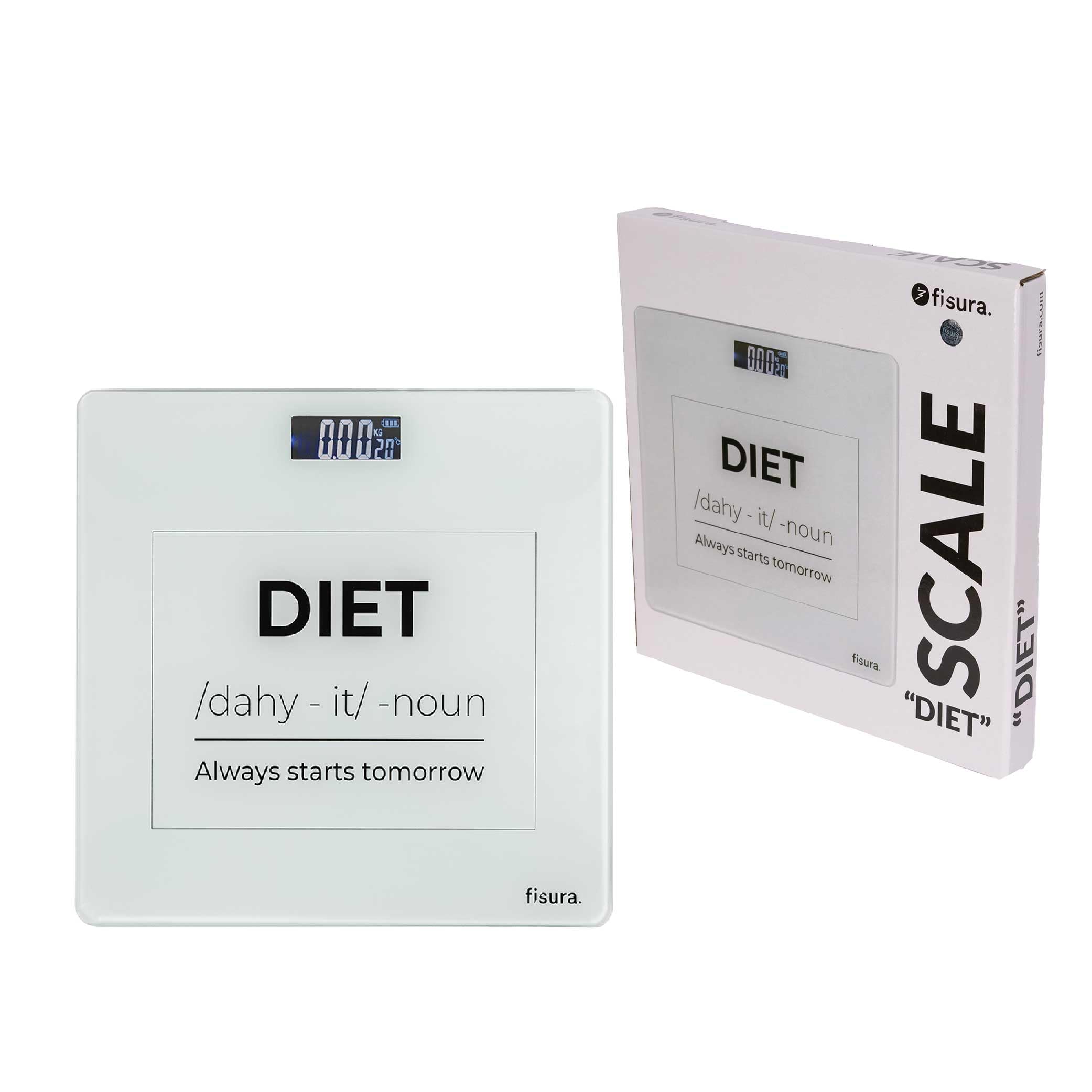 Fisura Digitale badkamerweegschaal Diet van glas met Step-On-technologie
