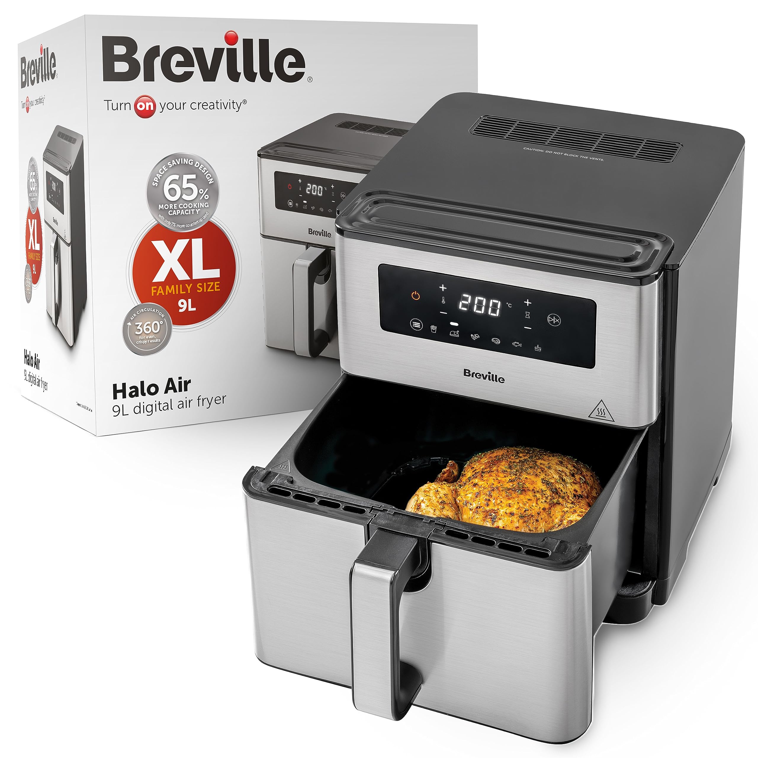 Breville VDF131X Digitale Airfryer XL 9L 1700W 6 programma's Kleur Zwart