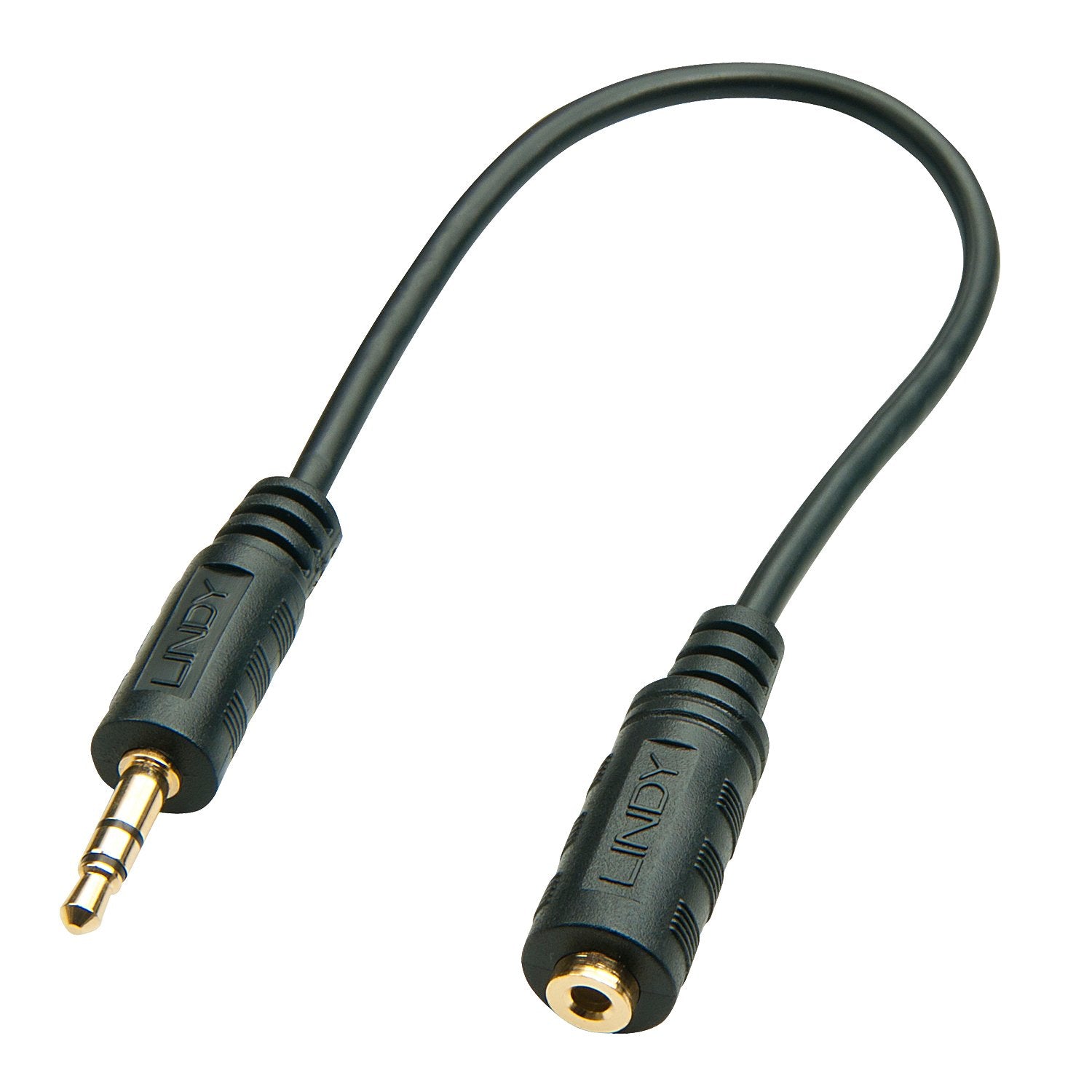 Premium audiokabel van 3,5 mm mannelijk naar 2,5 mm vrouwelijk, 20 cm, zwart
