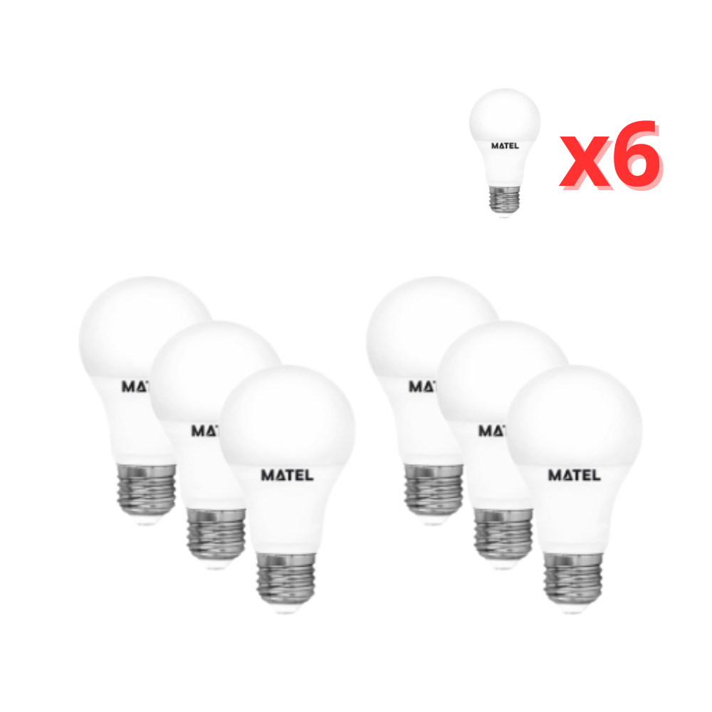 Pak van 6 lampen: Matel Standaard LED-lamp E27 12W koud licht 6400K aluminium-PC