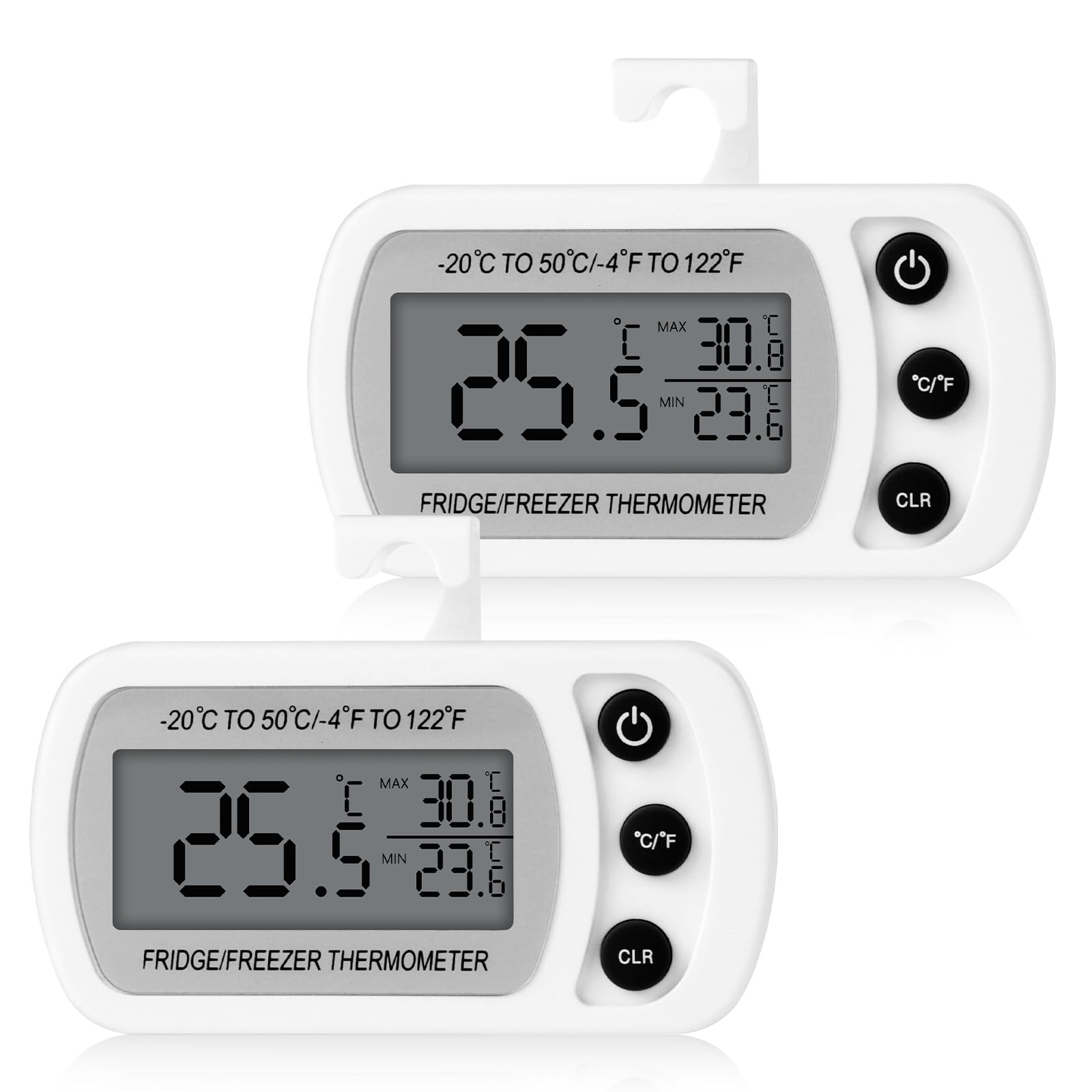 Cozary Digitale Thermometer voor Koelkast en Vriezer, LCD, Nauwkeurig, Set van 2 Stuks