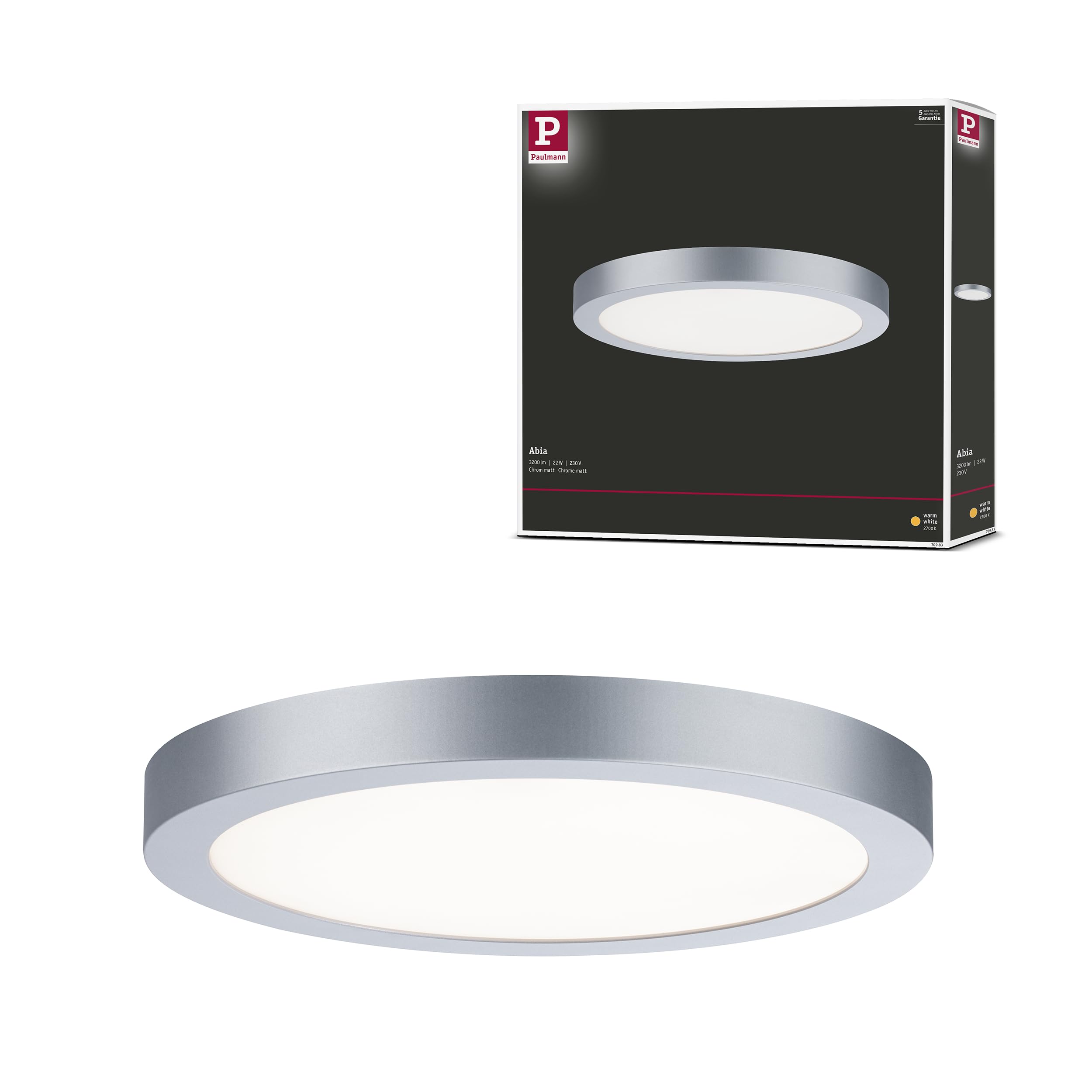 Paulmann 70983 Abia LED-paneel 22W 2700K 300x300mm Mat chroom