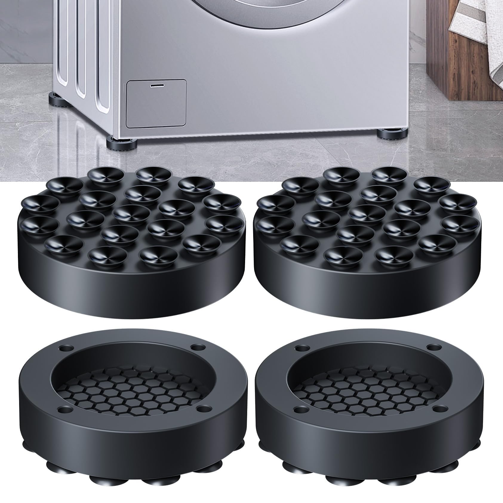 Charfia Wasmachine Schokdemper 4 Stuks Antislip Siliconen Trillingsdemper Geluid