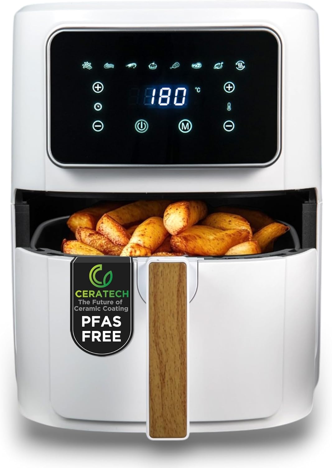 Bergner Airfryer 6,9L 1800W, 8 programma's, Keramische Coating, Wit